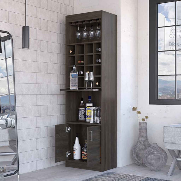 HomeRoots 71" Espresso Wood Bar Cabinet - Stylish & Space-Saving Storage Solution for Modern Homes & Entertaining 535075