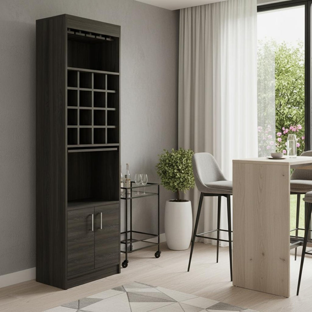 HomeRoots 71" Espresso Wood Bar Cabinet - Stylish & Space-Saving Storage Solution for Modern Homes & Entertaining 535075