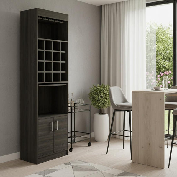 HomeRoots 71" Espresso Wood Bar Cabinet - Stylish & Space-Saving Storage Solution for Modern Homes & Entertaining 535075