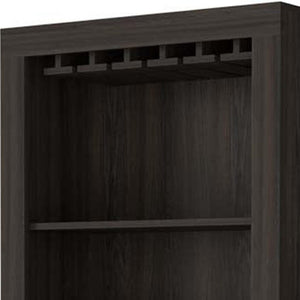 HomeRoots 69" Espresso Wood Bar Cabinet - Stylish Two-Door Storage Solution for Wine & Glassware in Any Room 535078
