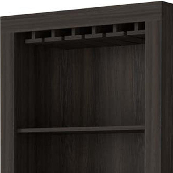 HomeRoots 69" Espresso Wood Bar Cabinet - Stylish Two-Door Storage Solution for Wine & Glassware in Any Room 535078
