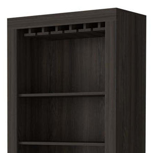 HomeRoots 69" Espresso Wood Bar Cabinet - Stylish Two-Door Storage Solution for Wine & Glassware in Any Room 535078