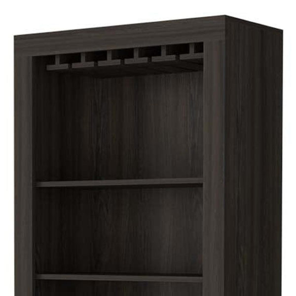 HomeRoots 69" Espresso Wood Bar Cabinet - Stylish Two-Door Storage Solution for Wine & Glassware in Any Room 535078