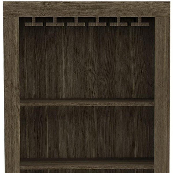 HomeRoots 69" Elegant Walnut Wood Bar Cabinet with Two Doors - Modern Storage for Glassware & Bottles 535079
