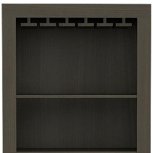 HomeRoots 69" Gray Wood Bar Cabinet – Stylish Freestanding Storage for Wine & Liquor with Modern Design Elegance 535081