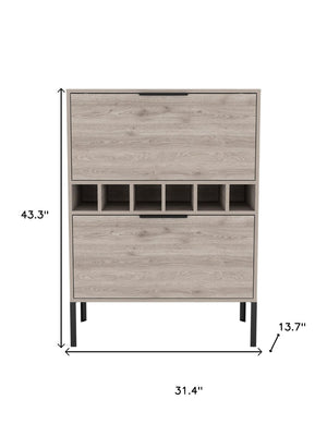 HomeRoots 43" Light Gray & Black Wood Bar Cabinet - Modern Storage for Wine, Glassware & Accessories, Stylish Design 535083