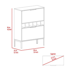 HomeRoots 43" Light Gray & Black Wood Bar Cabinet - Modern Storage for Wine, Glassware & Accessories, Stylish Design 535083