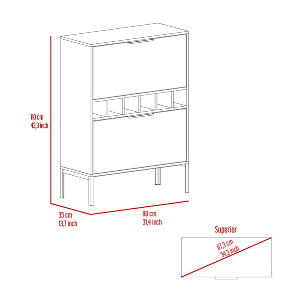 HomeRoots 43" Light Gray & Black Wood Bar Cabinet - Modern Storage for Wine, Glassware & Accessories, Stylish Design 535083