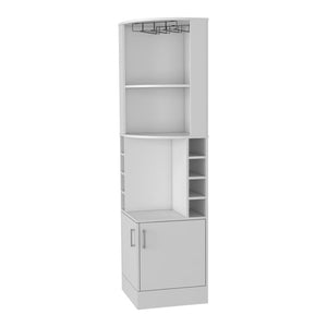 HomeRoots 71" White Wood Corner Bar Cabinet - Stylish Storage Solution for Entertaining and Compact Spaces 535085