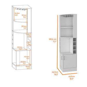 HomeRoots 71" White Wood Corner Bar Cabinet - Stylish Storage Solution for Entertaining and Compact Spaces 535085