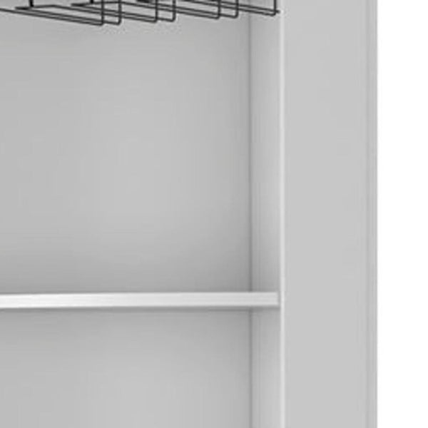 HomeRoots 71" White Wood Corner Bar Cabinet - Stylish Storage Solution for Entertaining and Compact Spaces 535085