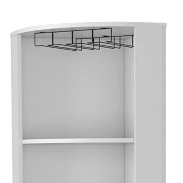HomeRoots 71" White Wood Corner Bar Cabinet - Stylish Storage Solution for Entertaining and Compact Spaces 535085