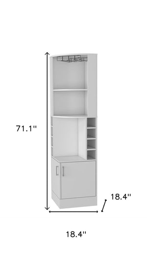 HomeRoots 71" White Wood Corner Bar Cabinet - Stylish Storage Solution for Entertaining and Compact Spaces 535085