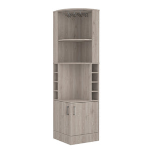 HomeRoots 71" Light Gray Wood Corner Bar Cabinet - Stylish Storage Solution for Small Spaces & Modern Decor 535086