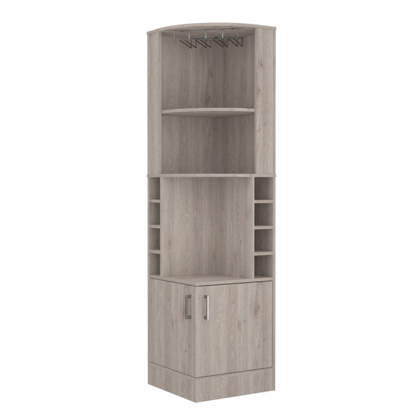 HomeRoots 71" Light Gray Wood Corner Bar Cabinet - Stylish Storage Solution for Small Spaces & Modern Decor 535086