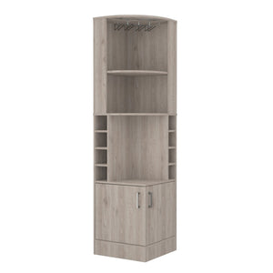 HomeRoots 71" Light Gray Wood Corner Bar Cabinet - Stylish Storage Solution for Small Spaces & Modern Decor 535086