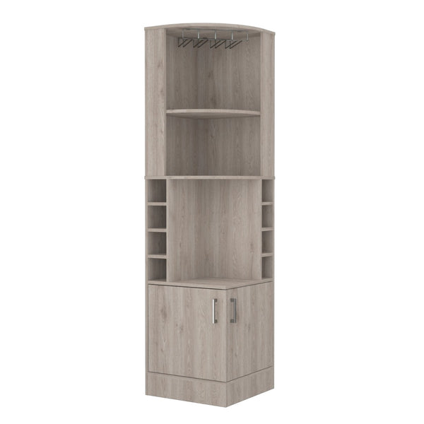 HomeRoots 71" Light Gray Wood Corner Bar Cabinet - Stylish Storage Solution for Small Spaces & Modern Decor 535086