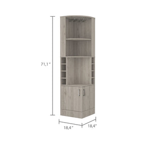 HomeRoots 71" Light Gray Wood Corner Bar Cabinet - Stylish Storage Solution for Small Spaces & Modern Decor 535086