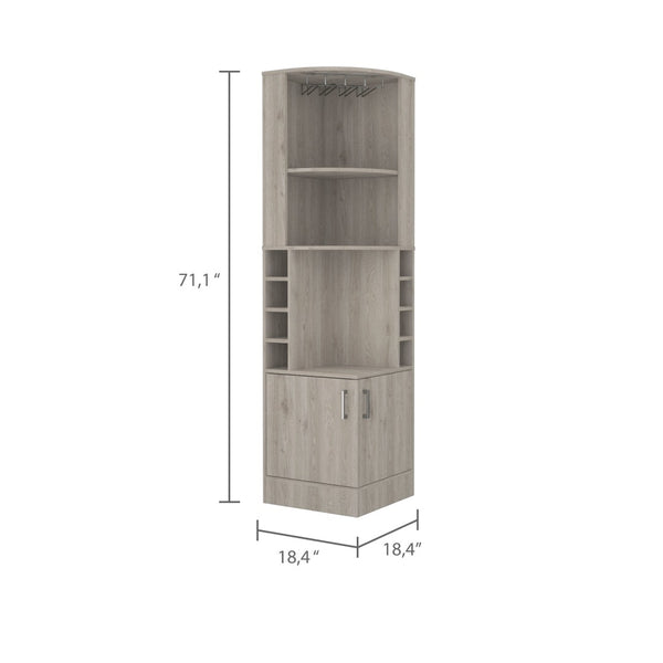 HomeRoots 71" Light Gray Wood Corner Bar Cabinet - Stylish Storage Solution for Small Spaces & Modern Decor 535086