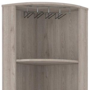 HomeRoots 71" Light Gray Wood Corner Bar Cabinet - Stylish Storage Solution for Small Spaces & Modern Decor 535086