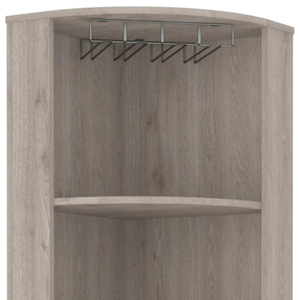 HomeRoots 71" Light Gray Wood Corner Bar Cabinet - Stylish Storage Solution for Small Spaces & Modern Decor 535086
