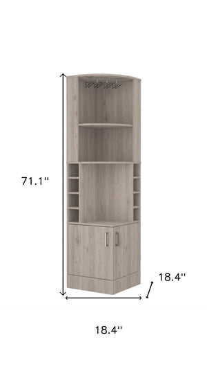 HomeRoots 71" Light Gray Wood Corner Bar Cabinet - Stylish Storage Solution for Small Spaces & Modern Decor 535086