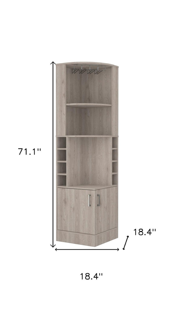 HomeRoots 71" Light Gray Wood Corner Bar Cabinet - Stylish Storage Solution for Small Spaces & Modern Decor 535086