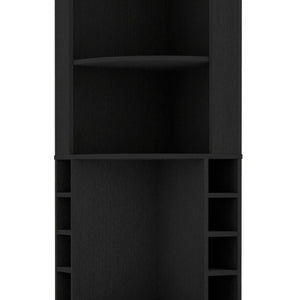 HomeRoots 71" Black Wood Corner Bar Cabinet - Stylish Space-Saving Storage for Home Bars & Living Areas 535087