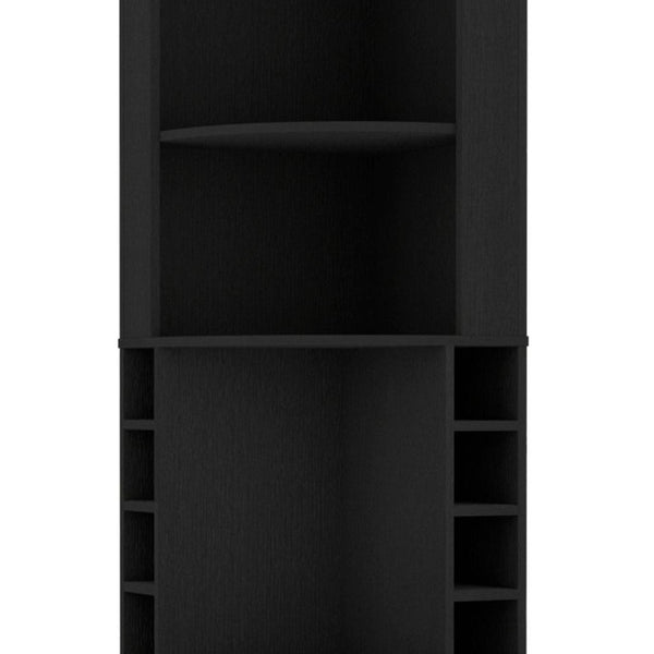 HomeRoots 71" Black Wood Corner Bar Cabinet - Stylish Space-Saving Storage for Home Bars & Living Areas 535087