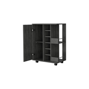 Homeroots Gray Rolling Bar Cart With Wine Storage   535091