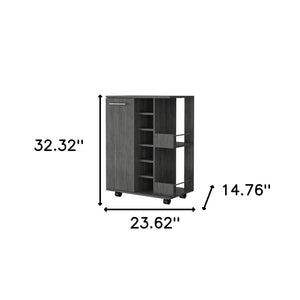 HomeRoots Gray Rolling Bar Cart: Stylish Wine Storage on Wheels for Modern Living Spaces & Entertaining Essentials 535091