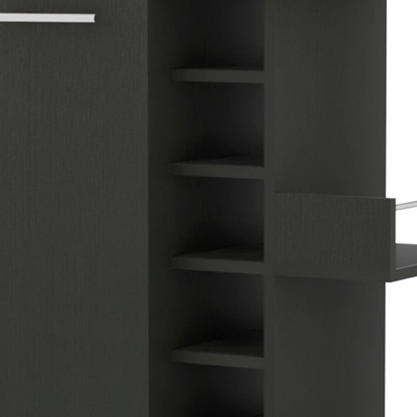 HomeRoots Black Rolling Bar Cart with Wine Storage - Modern Mobility and Style for Effortless Entertaining! 535092
