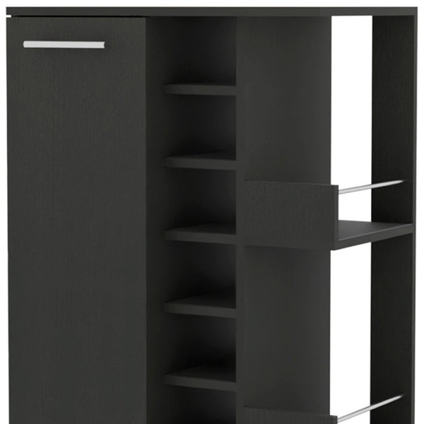 HomeRoots Black Rolling Bar Cart with Wine Storage - Modern Mobility and Style for Effortless Entertaining! 535092