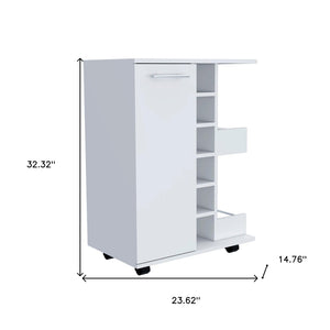 HomeRoots White Modern Rolling Bar Cart with Wine Storage, Stylish Mobility, and Durable Design for Entertaining 535093