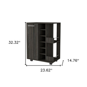 HomeRoots Espresso Rolling Bar Cart with Wine Storage – Stylish, Mobile Entertaining Solution for Any Space 535095