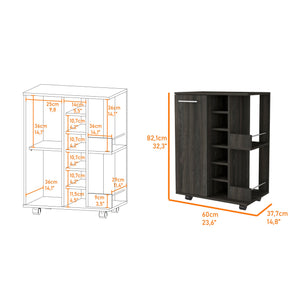 Homeroots Espresso Rolling Bar Cart With Wine Storage   535095