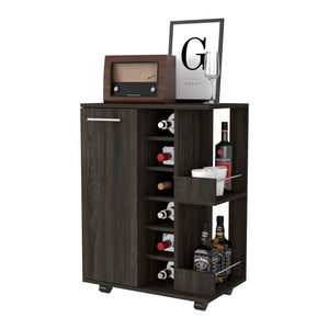 Homeroots Espresso Rolling Bar Cart With Wine Storage   535095
