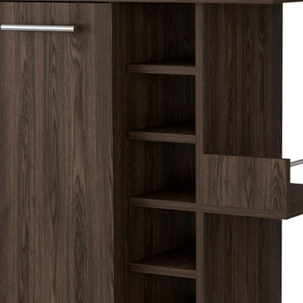 HomeRoots Brown Rolling Bar Cart – Elegant Wine Storage with Smooth Mobility for Stylish Home Entertaining 535096