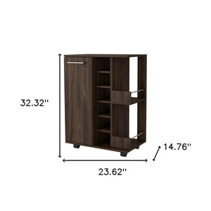 HomeRoots Brown Rolling Bar Cart – Elegant Wine Storage with Smooth Mobility for Stylish Home Entertaining 535096