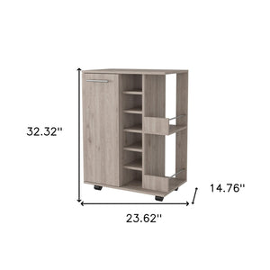 HomeRoots Light Gray Rolling Bar Cart with Wine Storage - Stylish, Versatile, and Mobile for Effortless Entertaining 535097