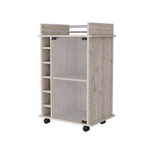 Homeroots Light Gray Rolling Bar Cart With Wine Storage   535098