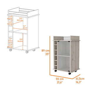 Homeroots Light Gray Rolling Bar Cart With Wine Storage   535098