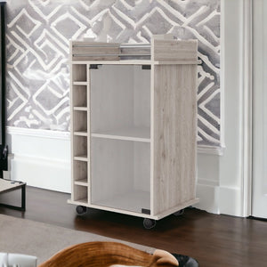 Homeroots Light Gray Rolling Bar Cart With Wine Storage   535098