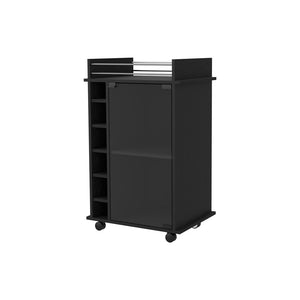 Homeroots Black Rolling Bar Cart With Wine Storage   535099