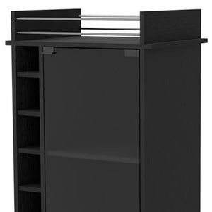 HomeRoots Black Rolling Bar Cart with Wine Storage - Modern, Stylish, and Mobile Entertaining Solution for Home! 535099