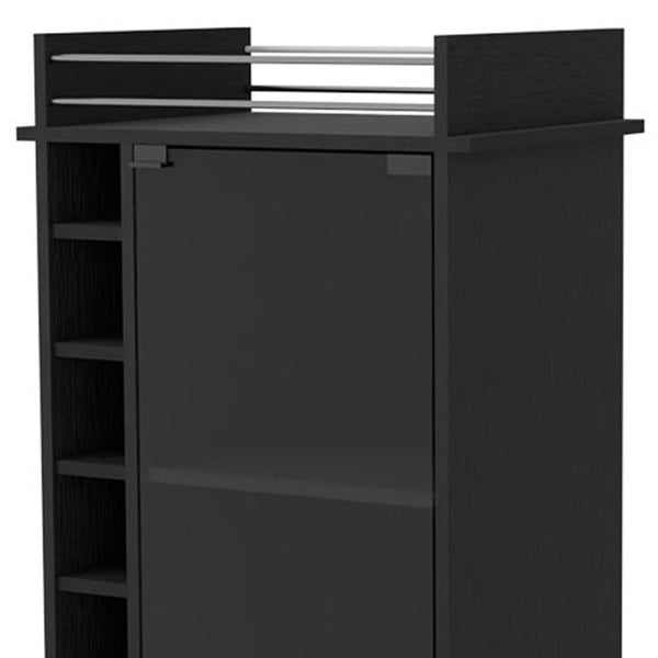 HomeRoots Black Rolling Bar Cart with Wine Storage - Modern, Stylish, and Mobile Entertaining Solution for Home! 535099