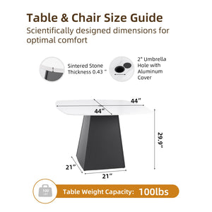 English Elm Modern Outdoor Sintered Stone Pedestal Dining Table Seats 4 Marble Veined Top W1886P309725