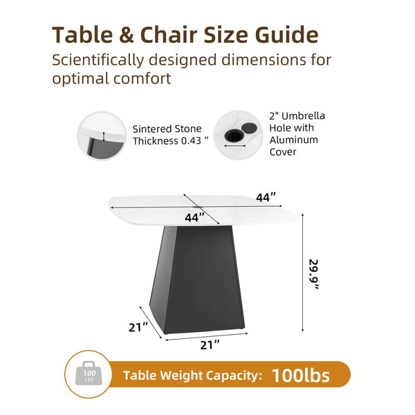 English Elm Modern Outdoor Sintered Stone Pedestal Dining Table Seats 4 Marble Veined Top W1886P309725