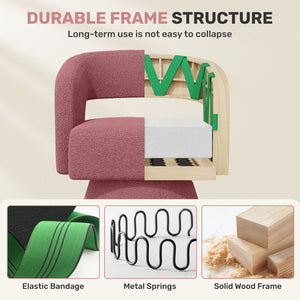 English Elm Swivel Teddy Barrel Accent Chair with Ergonomic Wrap-Around Back, Plush Sherpa Fabric Comfort Dark Pink T3950P407285