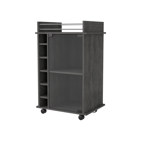 Homeroots Gray Rolling Bar Cart With Wine Storage   535100